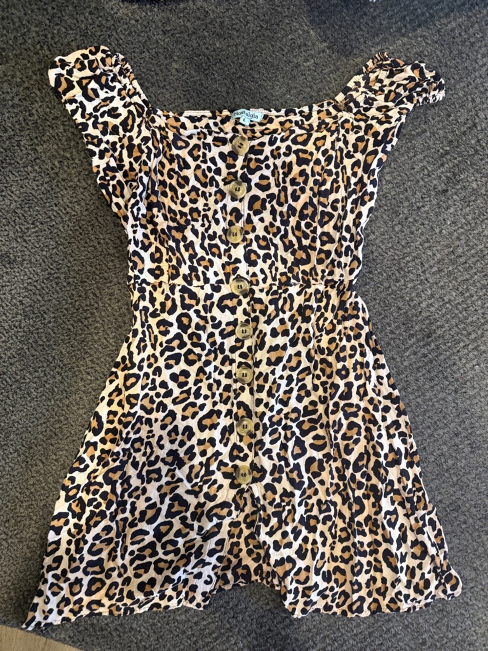 Nostalgia Leopard-Print Button Front Dress - Tan & Black